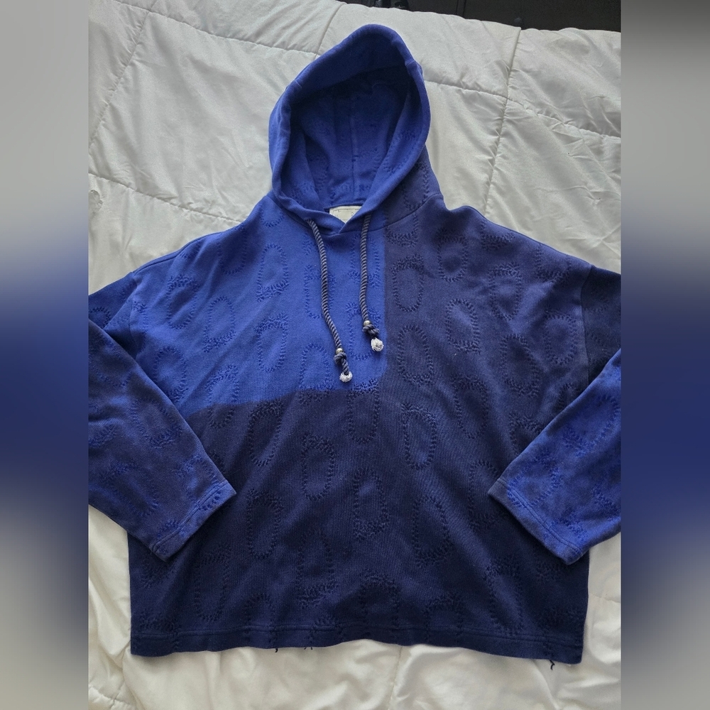NWT Glass Cypress Blue H Lorenzo Footprint Embroidered Hoodie 255492 designer